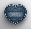 Blue denim heart with stitched stripe and silver sequins