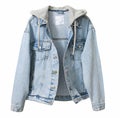 Blue denim jacket, jean coat isolated.Fashion teenager clothing