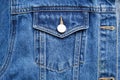 Blue denim jacket, jeans background. Classic jeans texture, close-up Royalty Free Stock Photo