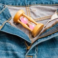 Blue denim jeans with Hourglass , background