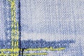 Blue denim jeans seam border texture Royalty Free Stock Photo