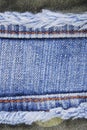 Blue denim jeans seam border texture Royalty Free Stock Photo
