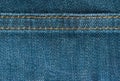 Blue denim jeans texture with seam, background Royalty Free Stock Photo