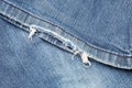 Blue denim jeans torn leg close up Royalty Free Stock Photo