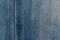 Blue denim macro texture with seam for jeans background Royalty Free Stock Photo