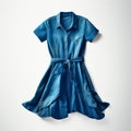 Blue Denim Shirt Dress - Hyper Realistic T-shirt Indigo Dress