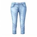 Detailed Shading: Vector Illustration Of Blue Jeans With Pockets
