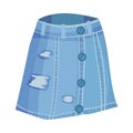 Blue Denim Skirt Clothing Item Isolated On White Background