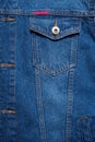 Blue denim texture. Closeup of denim jacket elements. Back for banner, poster or adrift Royalty Free Stock Photo