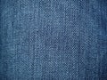 Blue denim. Texture of cotton coarse material. A fragment of a natural rag indigo. Vertical furrows, dark and light threads, Royalty Free Stock Photo