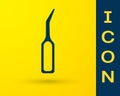 Blue Dental explorer scaler for teeth icon isolated on yellow background. Vector Royalty Free Stock Photo
