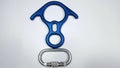 Blue descender and carabiner