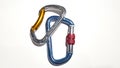 Blue descender and carabiner