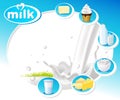 Blue design with dairy products - vector