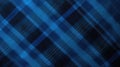 Blue diagonal tartan texture. Close-up textile design with detailed fabric threads