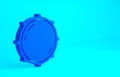 Blue Dial knob level technology settings icon isolated on blue background. Volume button, sound control, analog regulator. Royalty Free Stock Photo