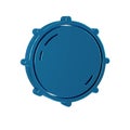 Blue Dial knob level technology settings icon isolated on transparent background. Volume button, sound control, analog