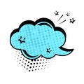 Blue dialog box, banner set. Colored empty cloud with dots and stars.Comic sound effects in pop art style. Vector Royalty Free Stock Photo