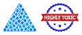 Blue Diamond Composition Danger Triangle Template Icon and Distress Bicolor Highly Toxic Watermark