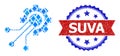 Blue Diamond Composition Sensor Cog Icon and Scratched Bicolor Suva Stamp