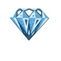 A blue diamond. Diamond illustration in a flat style. Royalty Free Stock Photo