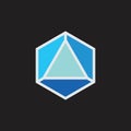 Blue diamond hexagonal simple logo Royalty Free Stock Photo