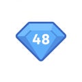 Blue diamond icon with the number 48 in white Royalty Free Stock Photo