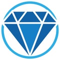 Blue diamond illustration inside a circle. Diamond logo template concept Royalty Free Stock Photo