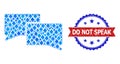 Blue Brilliant Mosaic Chat Icon and Scratched Bicolor Do Not Speak Stamp Seal