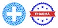 Blue Brilliant Mosaic Plus Icon and Distress Bicolor Pharma Stamp Seal