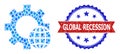 Blue Brilliant Composition World Settings Icon and Scratched Bicolor Global Recession Watermark