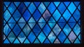 Blue diamond panes in stained glass window in american catholic church Royalty Free Stock Photo