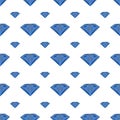 Blue diamond seamless pattern on white background