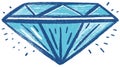 Blue Diamond Sparkle - Hand Drawn Gemstone with Light Rays Royalty Free Stock Photo