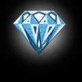 Blue diamond symbol. Diamond illustration in a flat style. Royalty Free Stock Photo