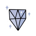 Blue diamond vector icon. An expensive bright gemstone sparkles and shines. Beautiful precious crystal, prism. Hand