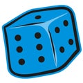 Blue game dice, single object, eps. Royalty Free Stock Photo