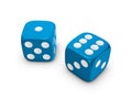 Blue dice on white background