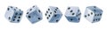 Blue dices illustration set. Watercolor icon on white