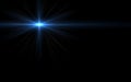 Blue digit lens flare with bright light in black Royalty Free Stock Photo