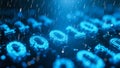 Blue Binary Code Rain Digital Technology Background Royalty Free Stock Photo