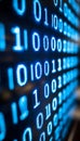 Blue Digital Binary Code Data Stream on Computer Screen, Technology Background Banner Royalty Free Stock Photo