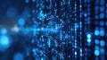 Blue digital binary code flowing. Data stream concept. Abstract technology background. Computer screen with numbers. Matrix style