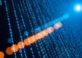 Blue digital binary code with orange bokeh lights technology Royalty Free Stock Photo