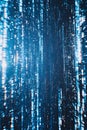 Blue Digital Binary Code Rain Abstract Background Portrait Images Generative AI Royalty Free Stock Photo