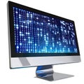 blue digital binary data on computer screen isolated on white background, detailed, png