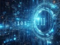 Blue digital binary data earth computer screen background - technology Royalty Free Stock Photo