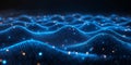 Blue digital binary data in wave patterns representing information flow and blockchain concepts. Royalty Free Stock Photo