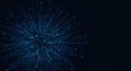 Blue digital burst with radiating lines and dots resembling a firework or network Royalty Free Stock Photo
