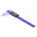 Blue digital caliper icon, isometric style